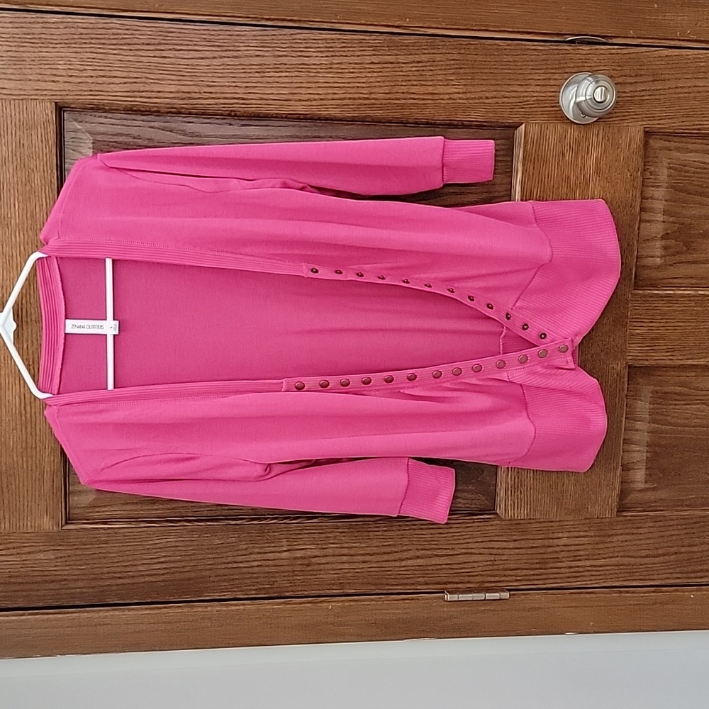 Deep Barbie Pink button up cardigan